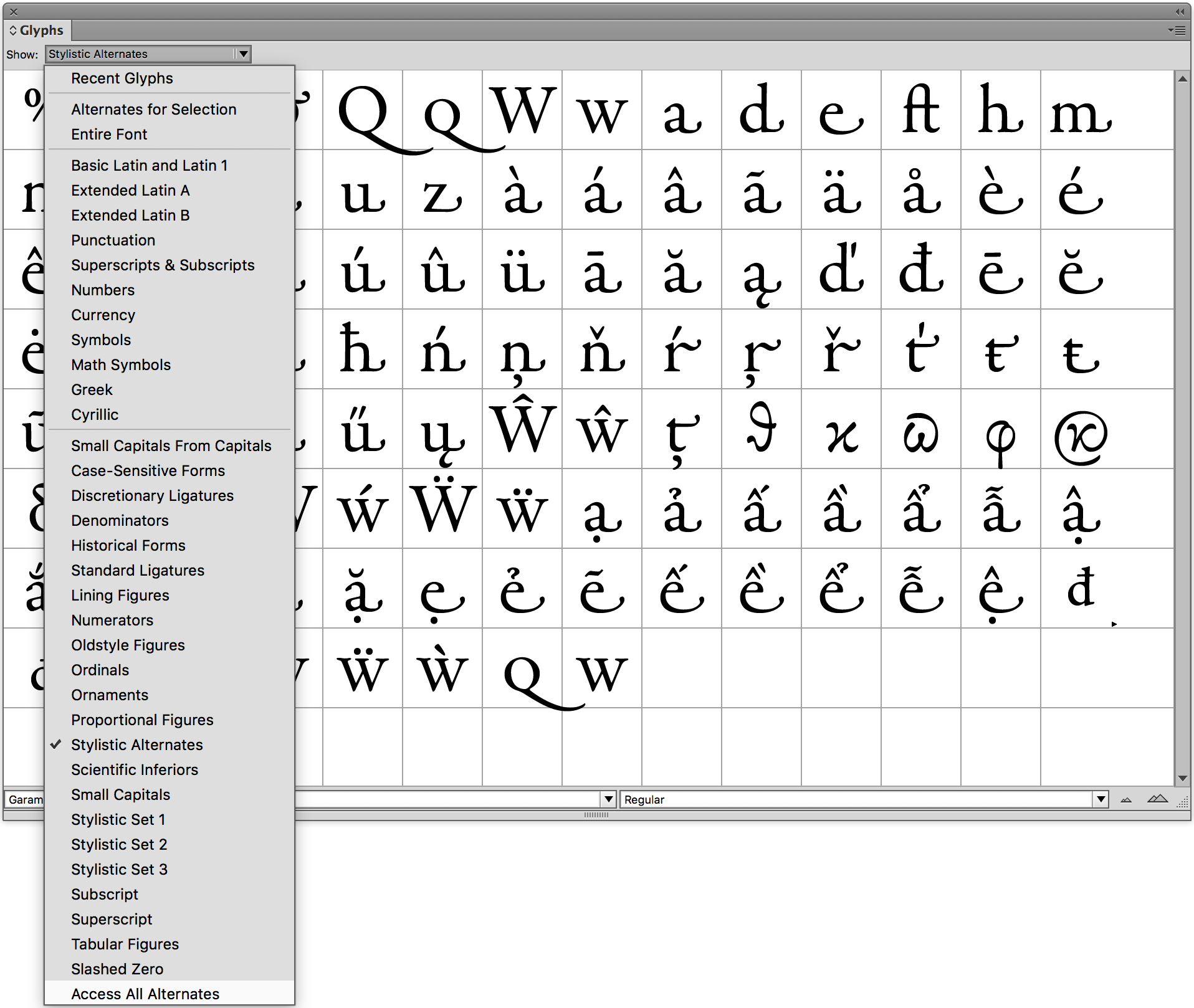 font glyph viewer