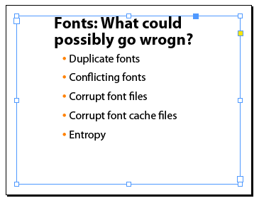 InDesign text frame with styled text in it