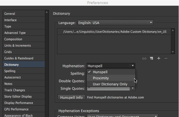 hyphenation setting in preferences