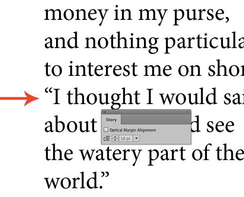 indesign tip optical margin alignment off
