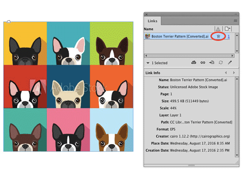 InDesign tip license Adobe Stock images Links panel shopping cart icon