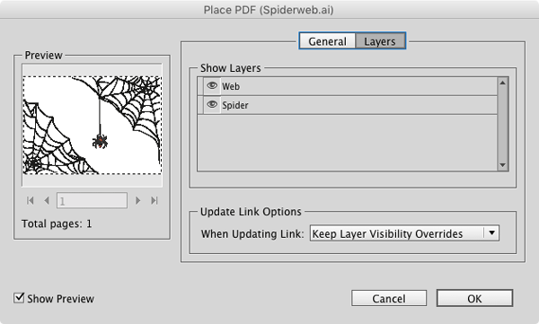 indesign contest object layer options place