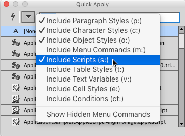 indesign tip quick apply run scripts