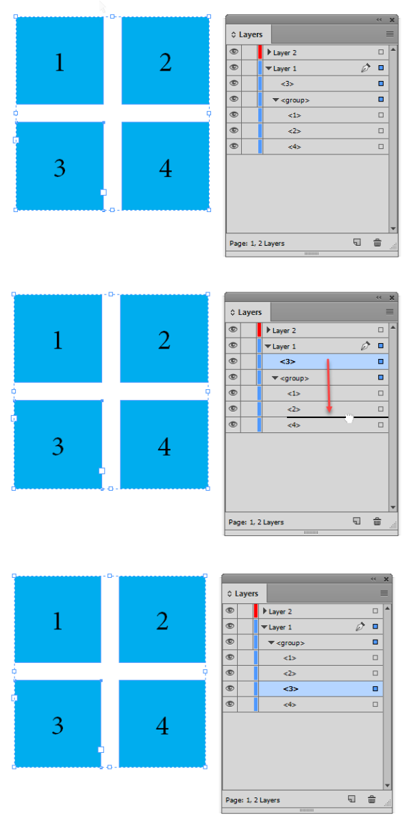 Figure 8: You can drag and drop an item into a group in the Layers panel.