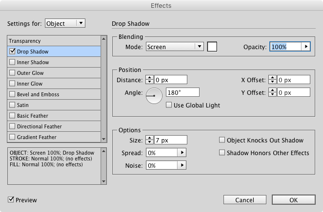 indesign drop shadow