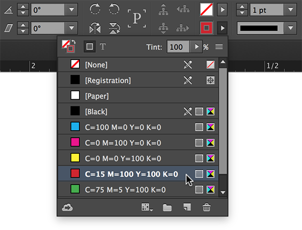 InDesign Control panel stroke menu 