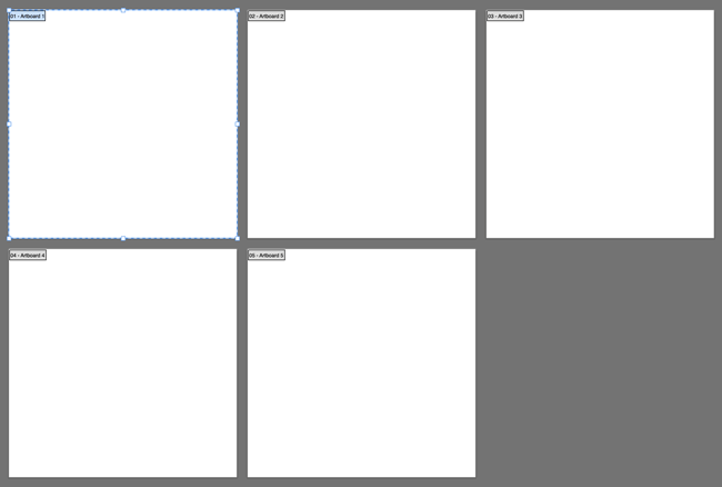 Adobe Illustrator document with five artboards