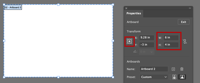 Resize artboards in Adobe Illustrator using the Properties panel.