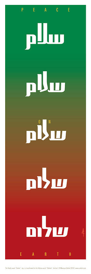 Figure 5: This graphic shows the Arabic word Salam (top) transformed to the Hebrew word Shalom (bottom).