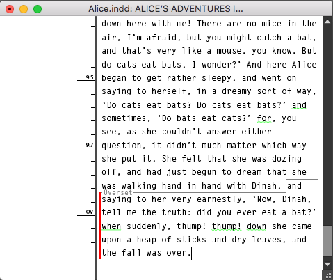 Figure 7: It’s easy to see all overset text (and edit it), via the Story Editor.