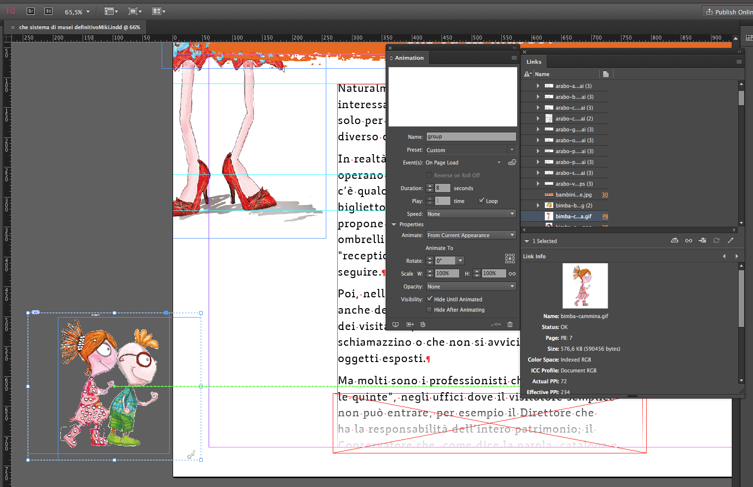 walking animation in InDesign