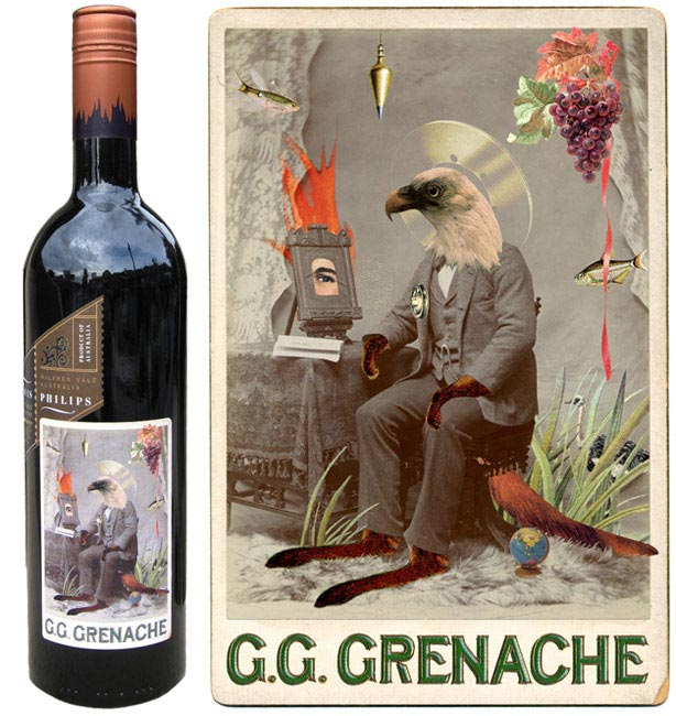 A series of two wine labels: a Reisling and a Grenache. Client: Smog Design, LA for R Wines. Art directors/designers: Jeri Heiden and Glen Nakasako.