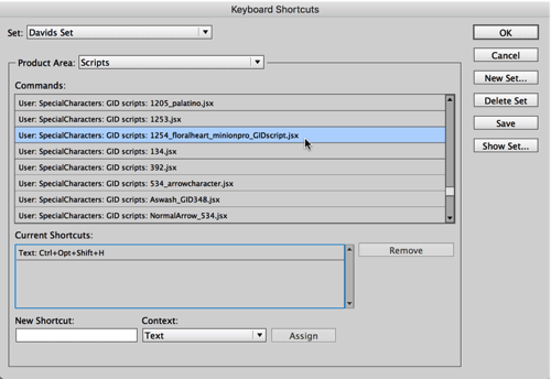 assign shortcut to script