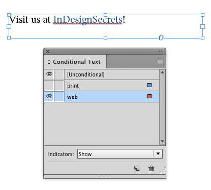 conditional text for web addresses in multichannel publishing