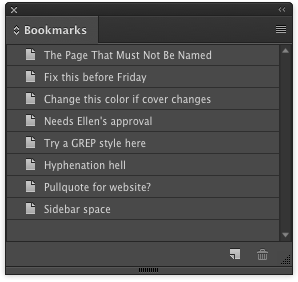 InDesign named bookmarks