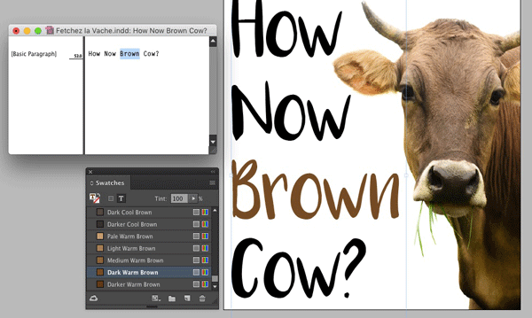 selected text in story editor appears normal in layout view