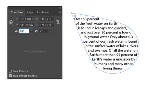 rotated type shape Adobe Illustrator