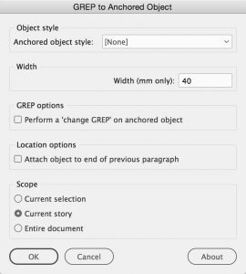 GREP to anchored object script