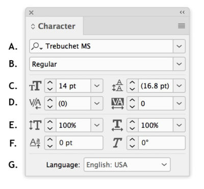 Character panel