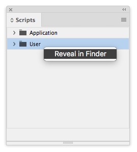 scripts panel reveal in finder option