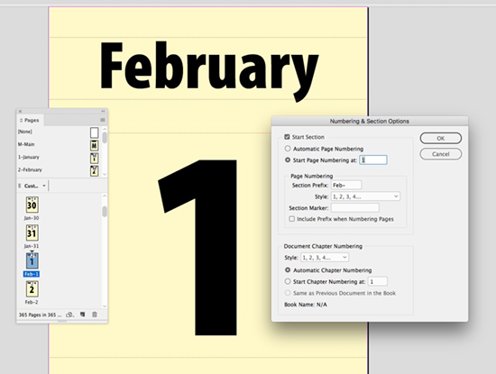 Pages panel and numbering options