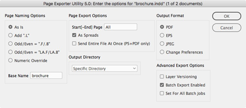 PEU Script export options