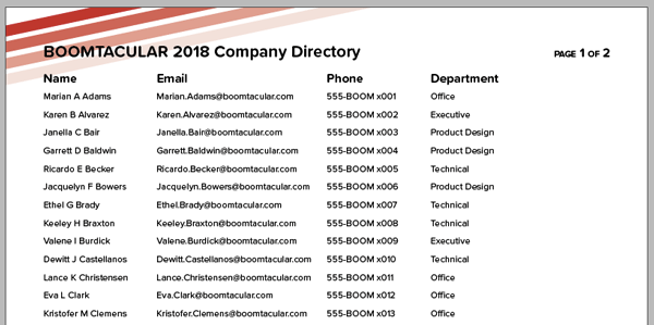 InDesign Data Merge phone directory