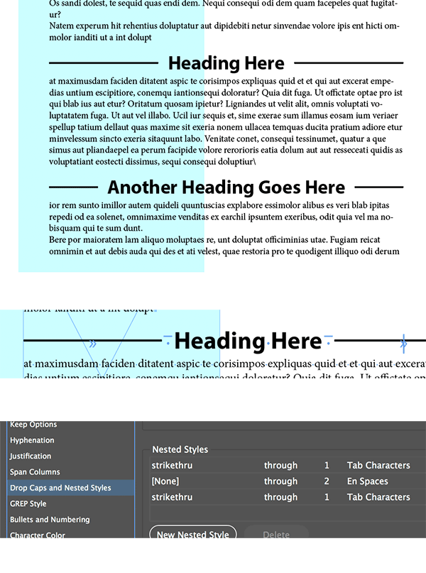Centred paragraph style for a heading with rules/lines - CreativePro ...