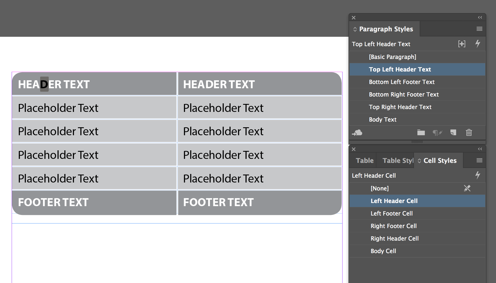 indesign table examples