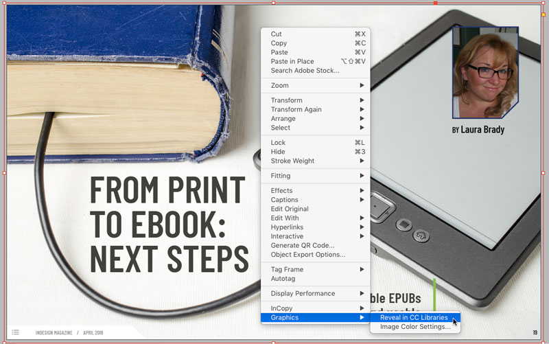 reveal item placed from Adobe Stock into InDesign layout in CC Libraries