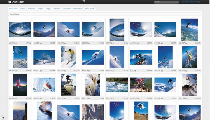 Fotoware DAM landing page interface