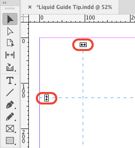 click the adornment on a liquid guide to convert it to a regular ruler guide in InDesign