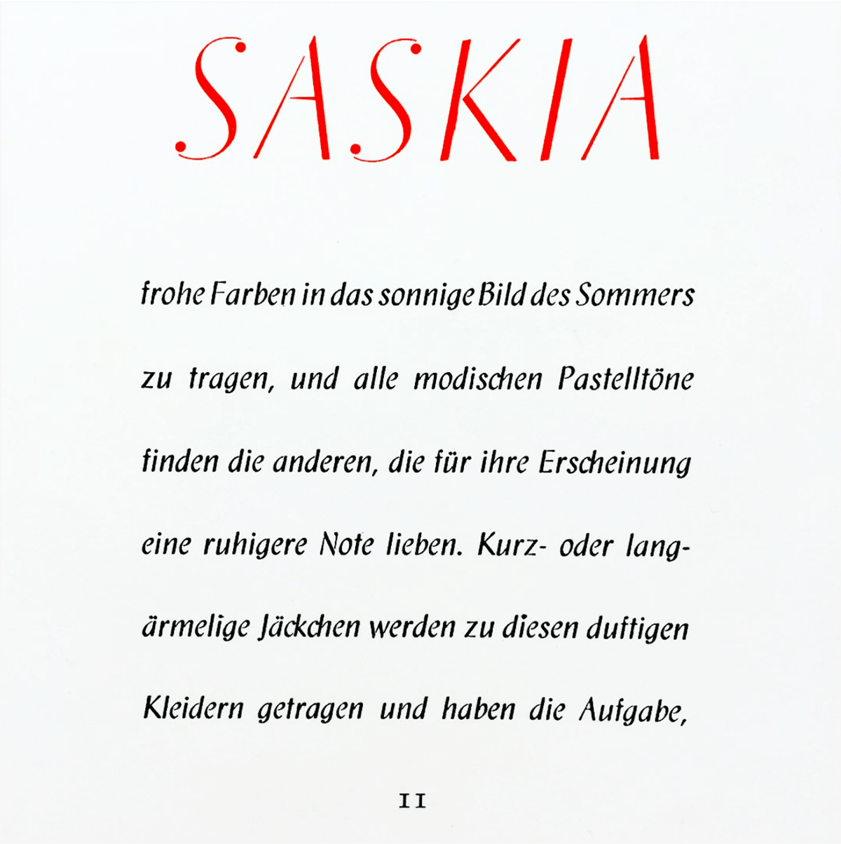 Saskia typeface