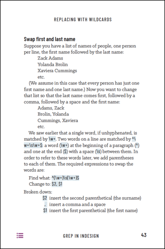 Sample page from the GREP in InDesign ebook