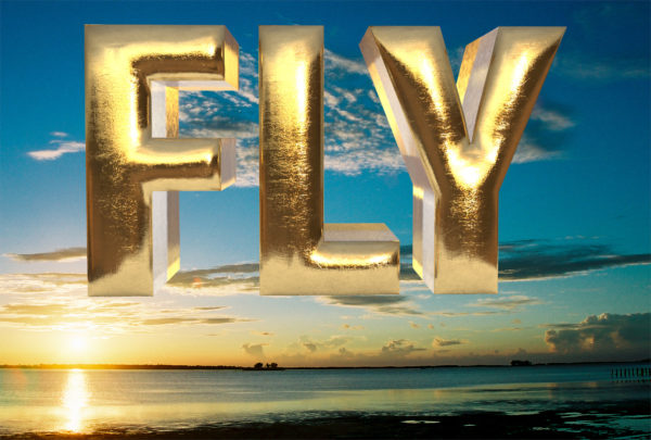 3D text against a sky background