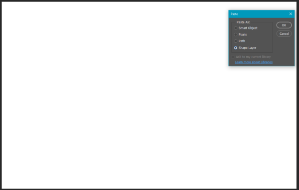 Paste as Shape Layer dialog