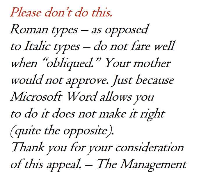 what is the purpose of using italics in microsoft word