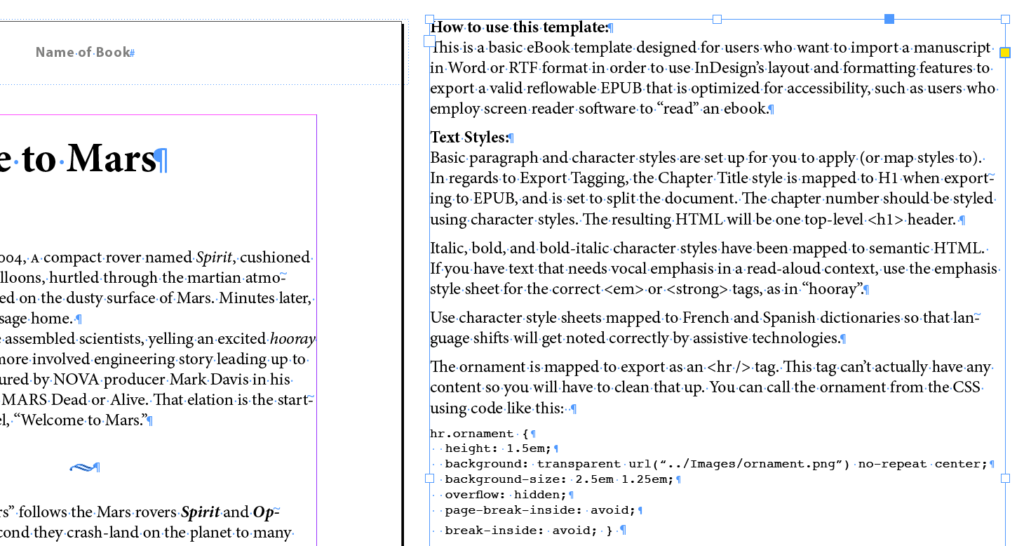 InDesign reflowable EPUB ebook template instructions