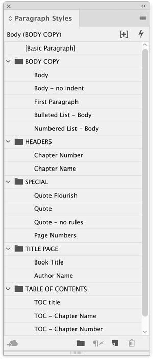InDesign paragraph styles