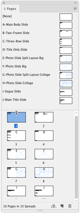 InDesign master page templates