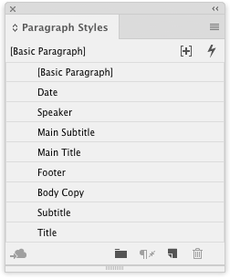 InDesign paragraph styles menu