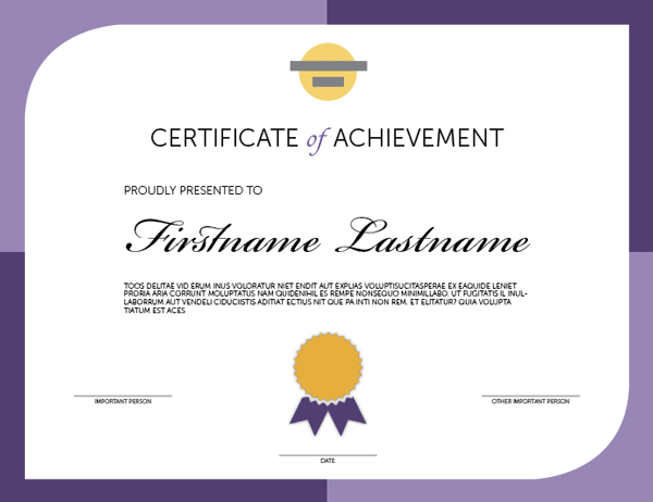 InDesign certificate of achievement template alternate