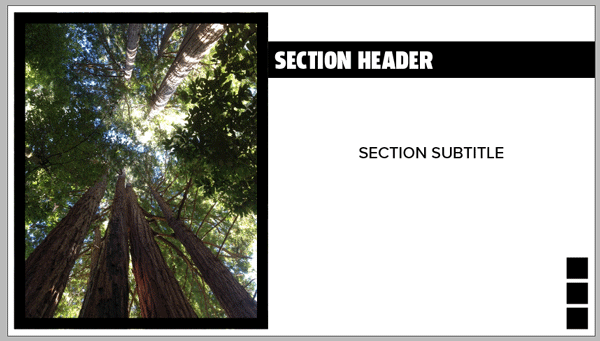 InDesign presentation template section header