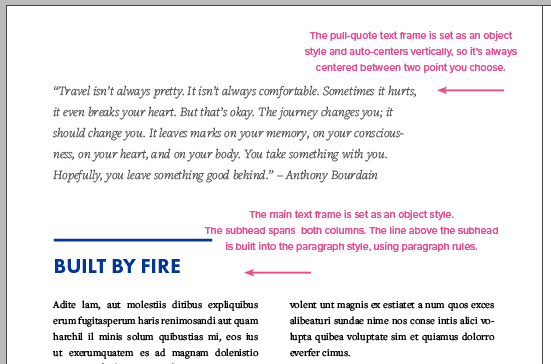 InDesign notes layer page elements