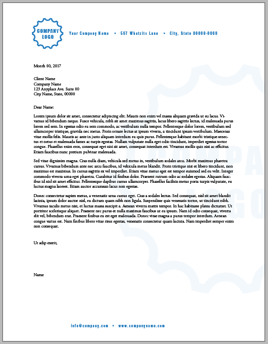 InDesign business stationery template sample letter