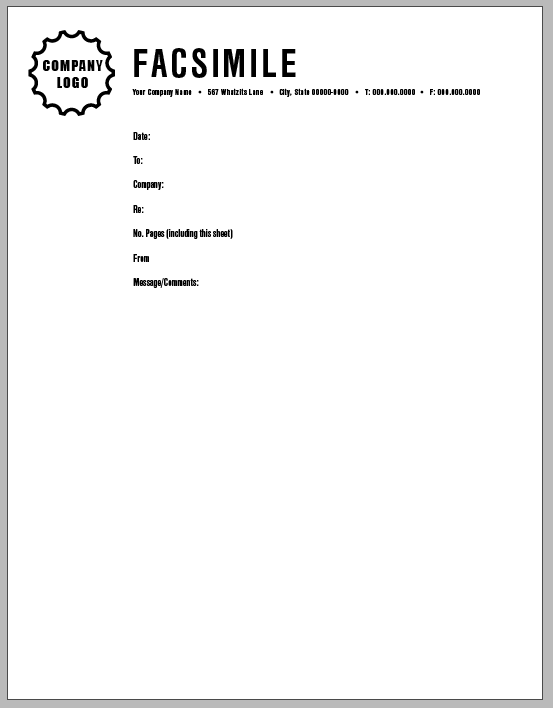 InDesign business stationery template FAX cover sheet