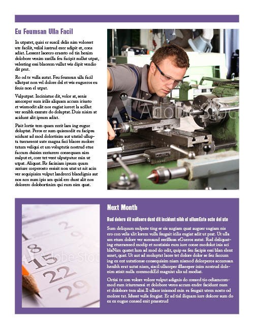 InDesign newsletter template next month