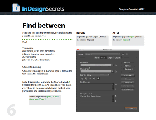 InDesign grep instructions find between