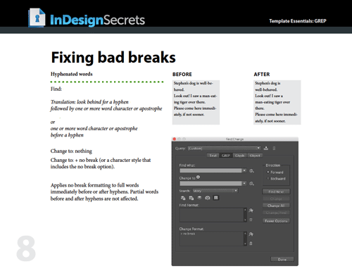 InDesign grep instructions fixing bad breaks