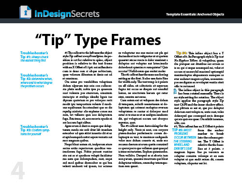 InDesign tip type frames template